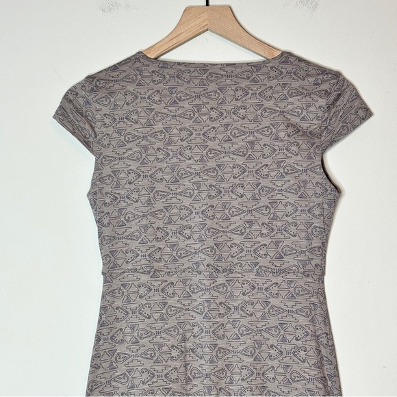 Toad & Co Taupe Allover Geometric Print Short Sleeve Rosemarie Dress Size XS - Picture 8 of 9